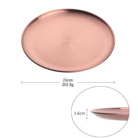 Korean Style Stainless Steel Barbecue Plate Brushed Round Color Fruit Food Plate Tableware (Option: Rose Gold)